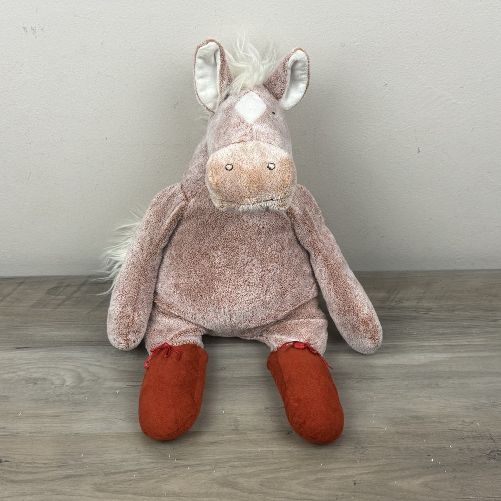 Manhattan Toy Tan Brown Tip Toes Horse Plush Red Ballet Shoes 17" VTG HTF 2005